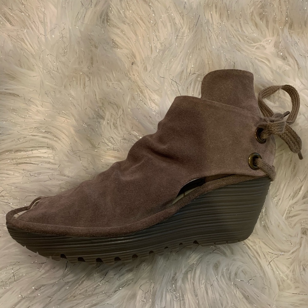Fly London Yema Open Toe Suede Wedge - Picture 2 of 14